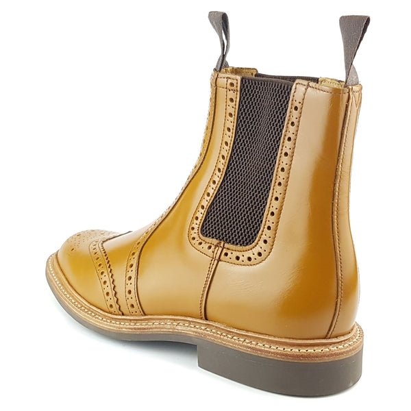 Charles Horrel England CH2008 Brogue Leather Welted Mens Chelsea Commando Boots