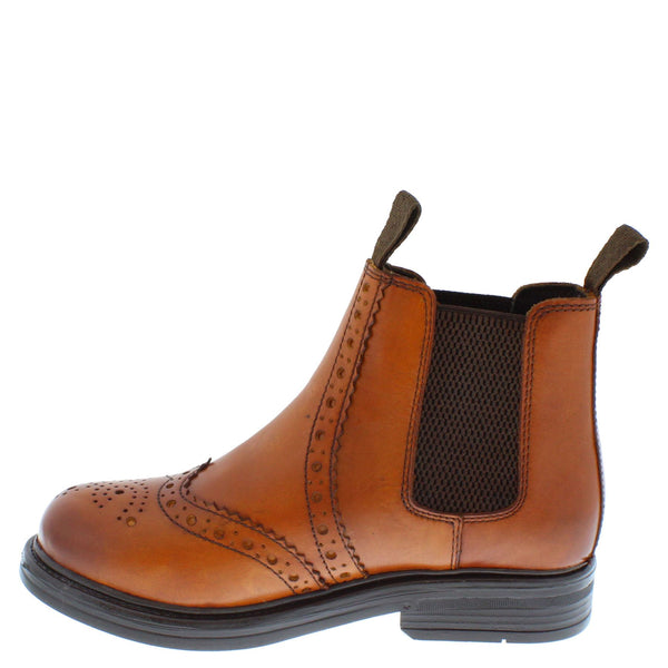 Frank James Wrexham Boys Girls Brogue Chelsea Leather Jodphur Ankle Pull On Boots