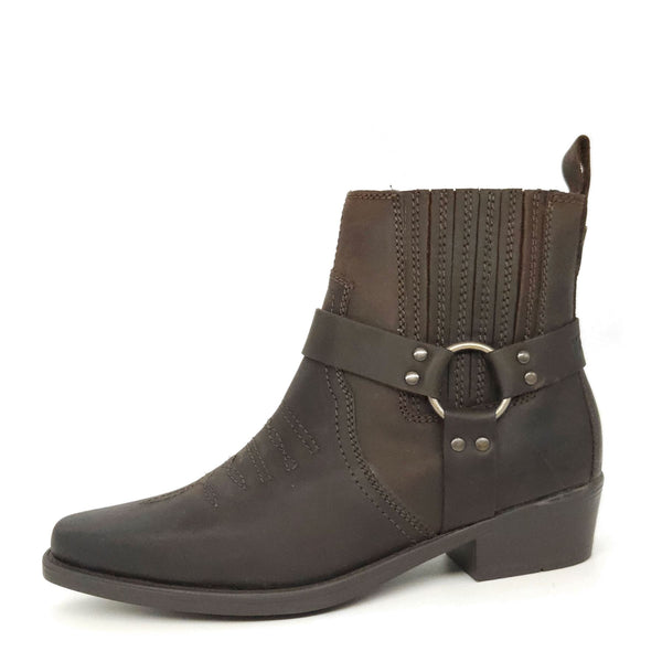 Wrangler Tex Strap Mid Cowboy Western Pull On Chelsea Leather Boots