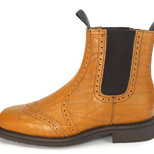 Charles Horrel England CH2001 Welted Brogue Chelsea Tan Mustang Dealer Boots