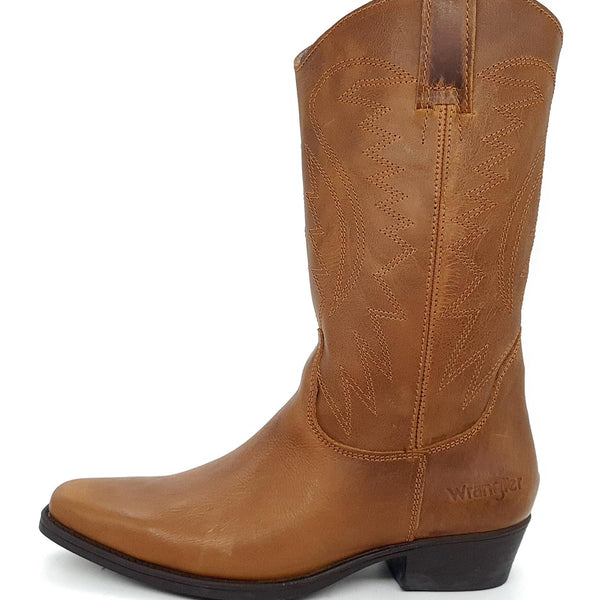 Wrangler Tex Hi Mens Leather Pull on Pointed Cowboy Western Boots