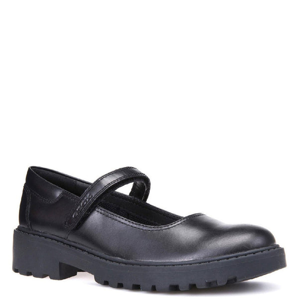 Geox Casey Touch Fastening Leather Mary Jane School Shoes