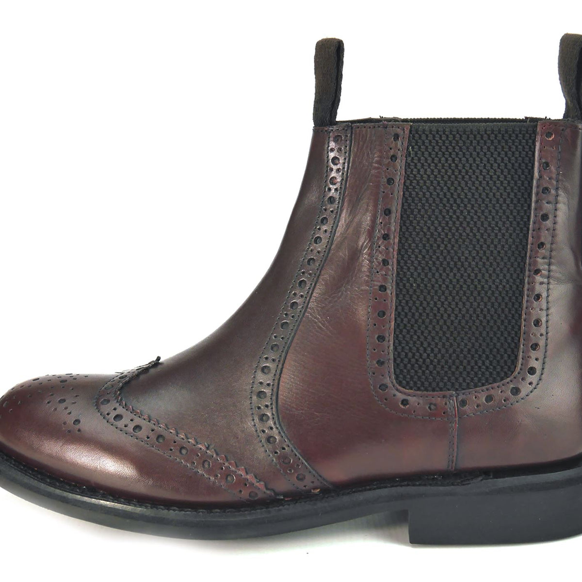Frank James Benchgrade Evesham Leather Welted Chelsea Brogue Dealer Boots Rubber Sole