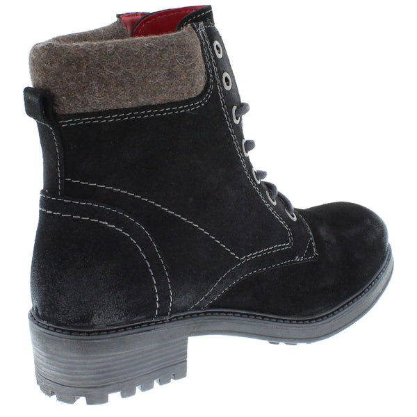 Frank James Warwick Suede Leather Womens Lace Up Block Heel Ankle Boots
