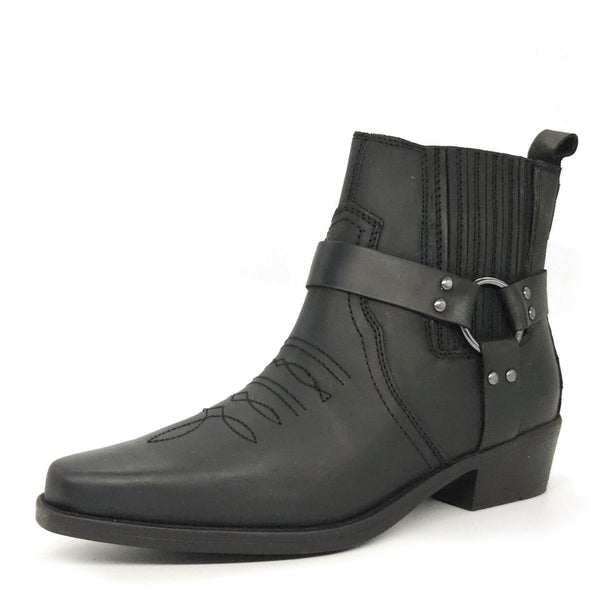 Wrangler Tex Strap Mid Cowboy Western Pull On Chelsea Leather Boots
