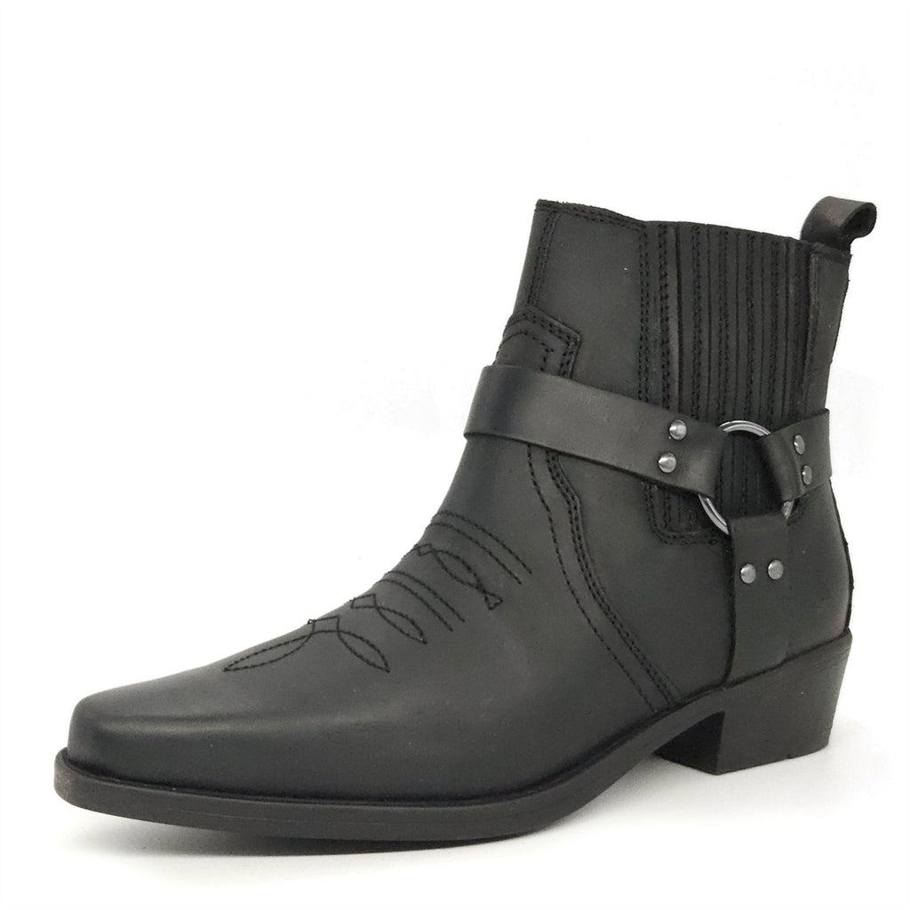 Wrangler Tex Strap Mid Cowboy Western Pull On Chelsea Leather Boots