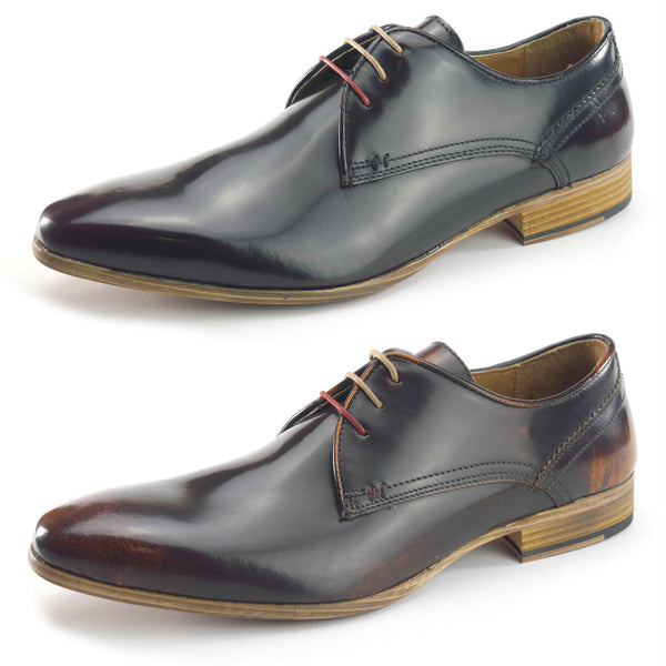 Frank James Shoreditch Mens Leather Hi Shine Lace Up Gibson Formal Shoes