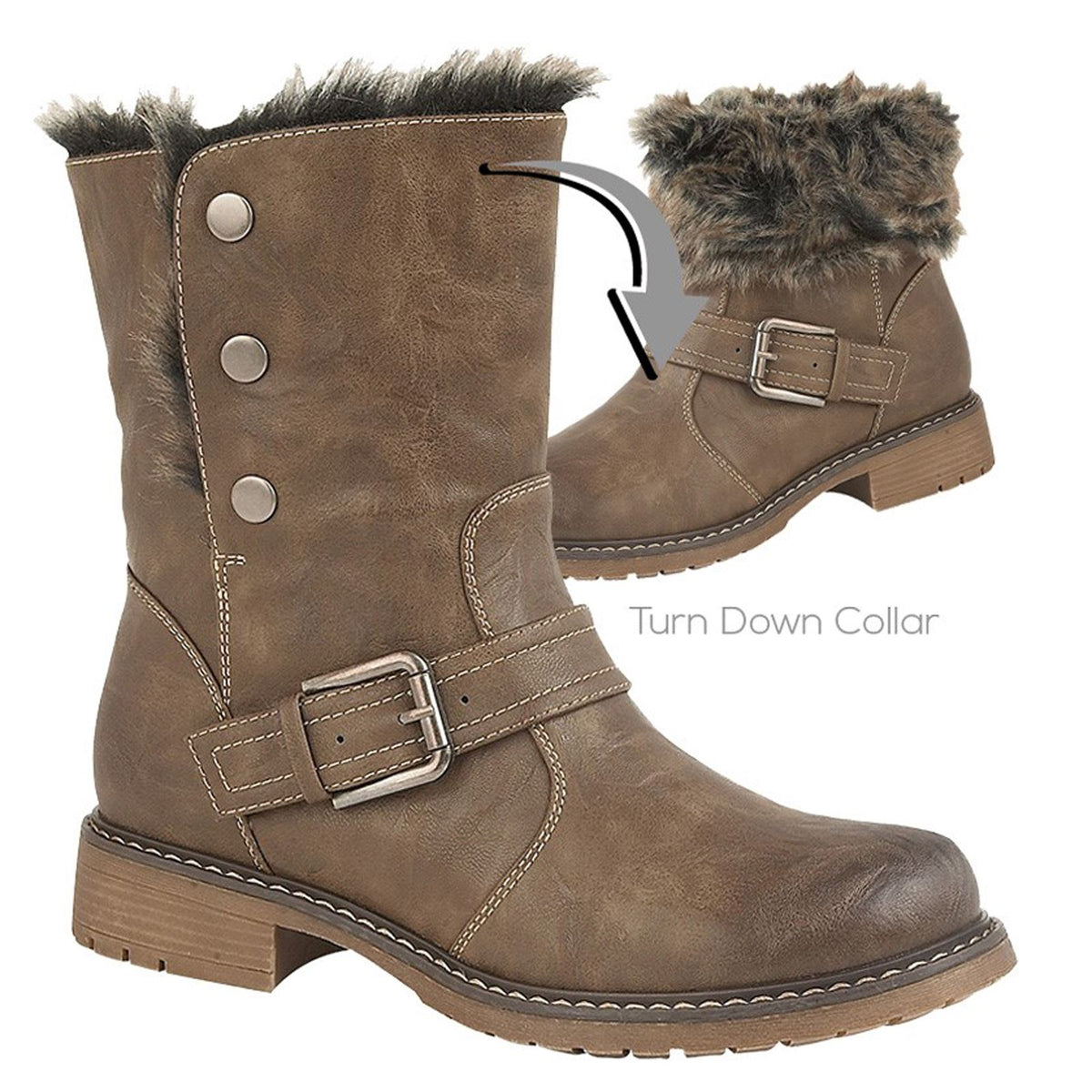 Cipriata Andreana Press Stud Fold Down Biker Style Ankle Boots