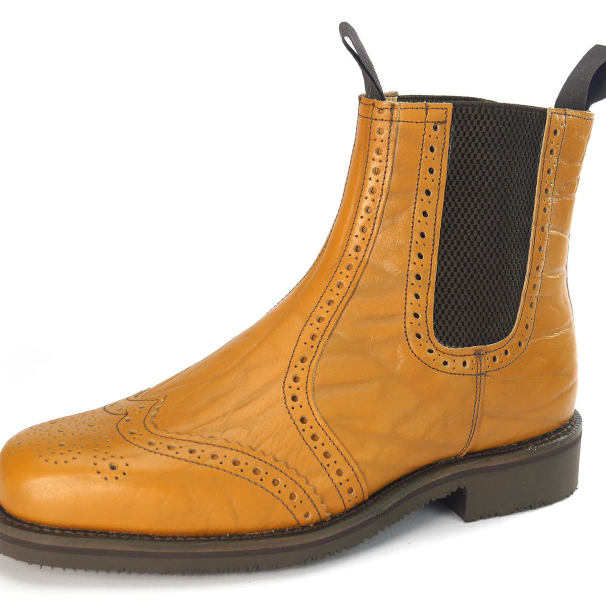 Charles Horrel England CH2001 Welted Brogue Chelsea Tan Mustang Dealer Boots