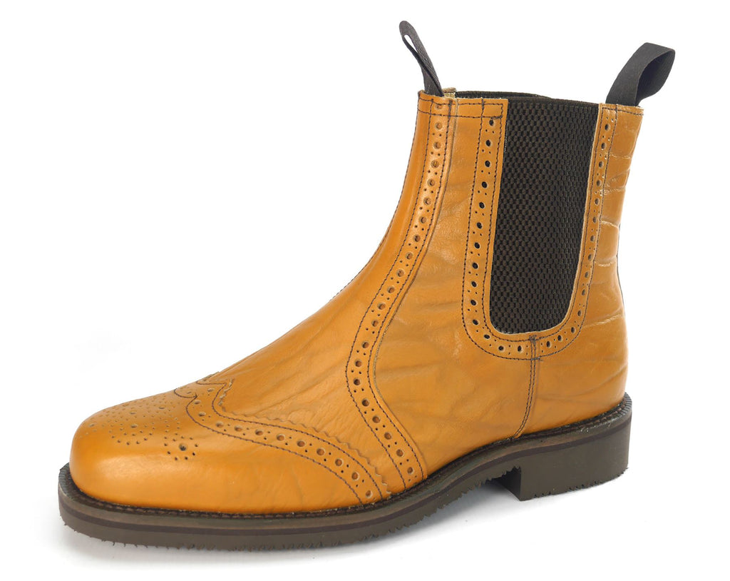 Charles Horrel England CH2001 Welted Brogue Chelsea Tan Mustang Dealer Boots
