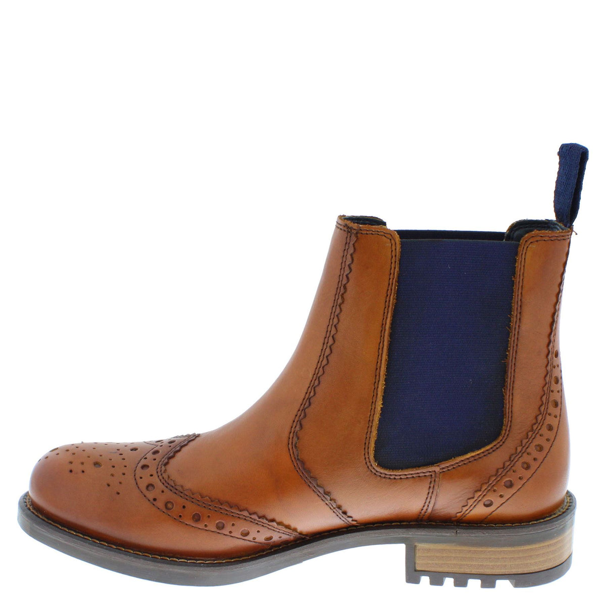 Frank James Fulham Cleated Leather Pull On Brogue Mens Chelsea Boots