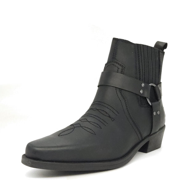 Wrangler Tex Strap Mid Cowboy Western Pull On Chelsea Leather Boots