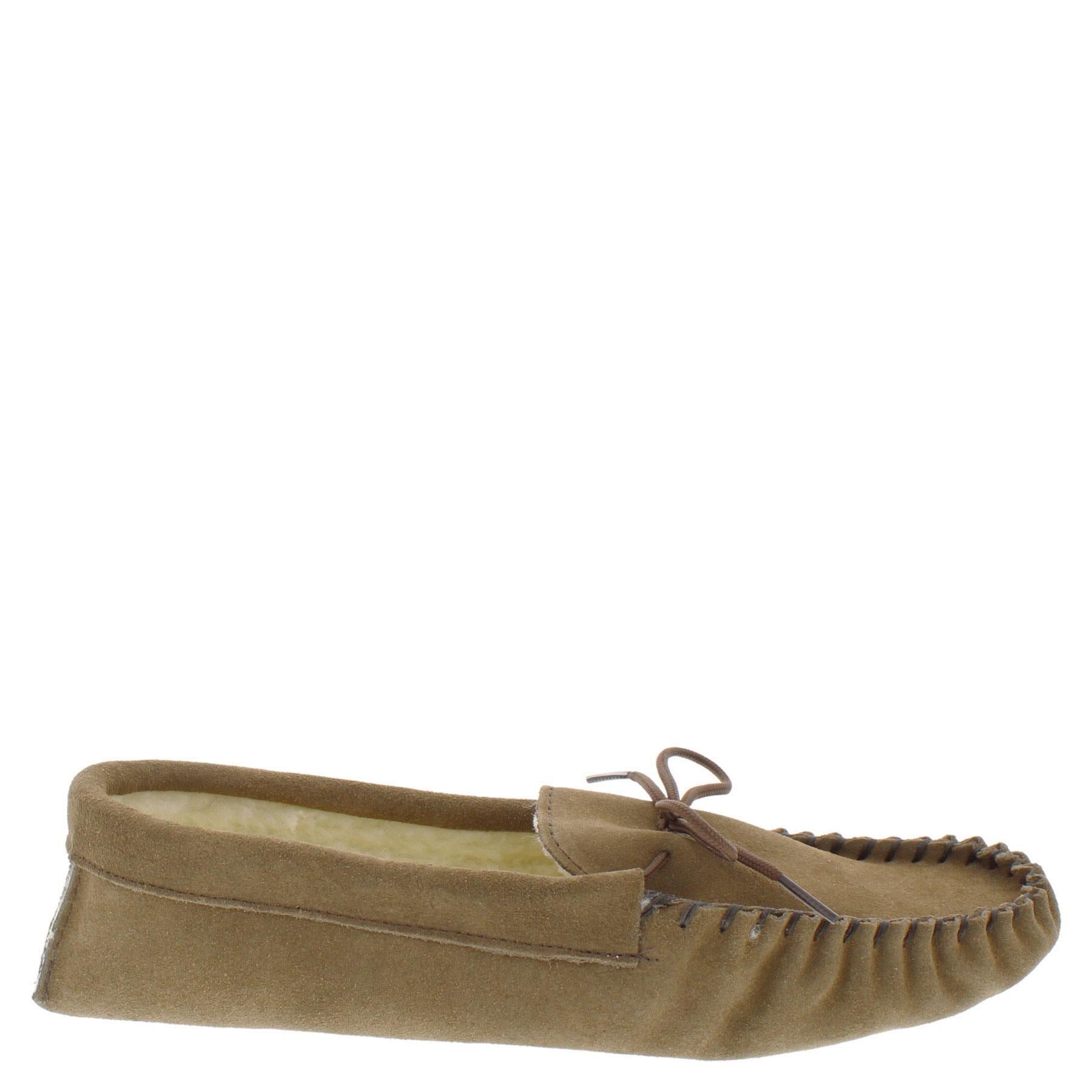 Coopers Suede Fleece Lined Soft Sole Mens Moccasin Slippers Made In En Foot Box