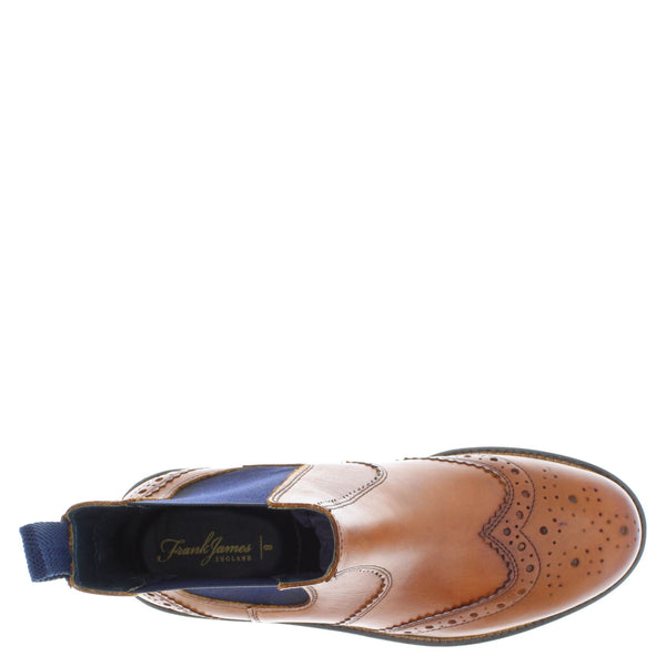 Frank James Fulham Cleated Leather Pull On Brogue Mens Chelsea Boots