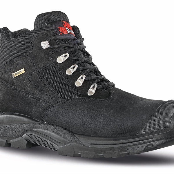 U-Power Dude Black Leather Gore-Tex Waterproof Mens Safety Lace Up Work Boots