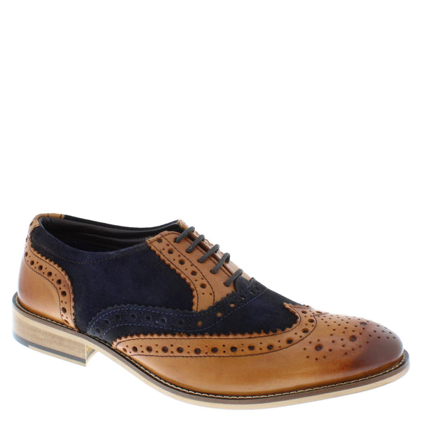 Frank James Redford Mens Leather Lace Up Wingtip Formal Gatsby Evening Brogue Shoes