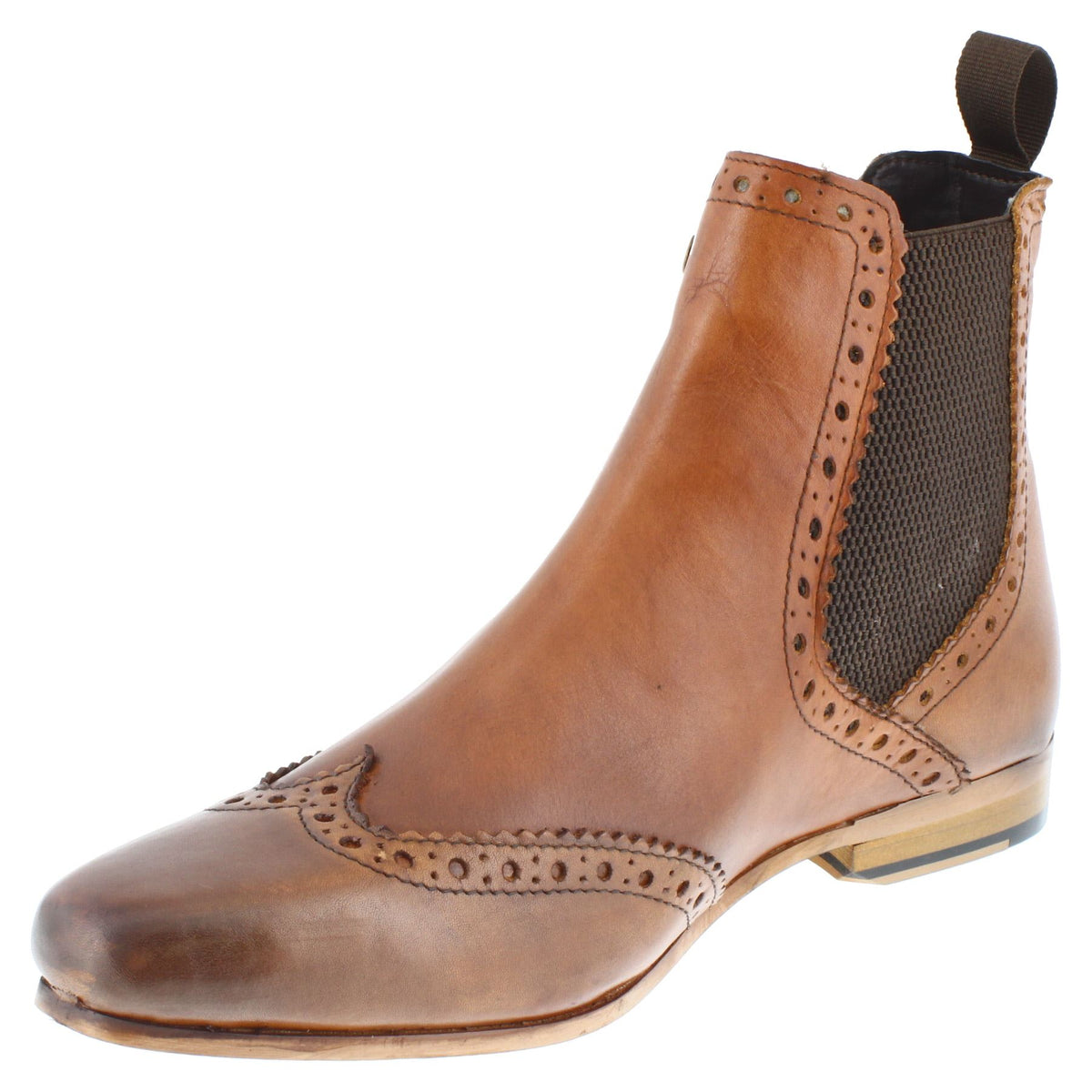 HX London Harlow Men's Leather Pointed Brogue Chelsea Boots