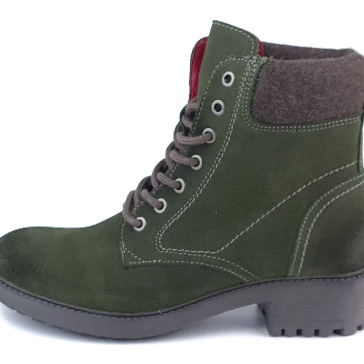 Frank James Warwick Suede Leather Womens Lace Up Block Heel Ankle Boots