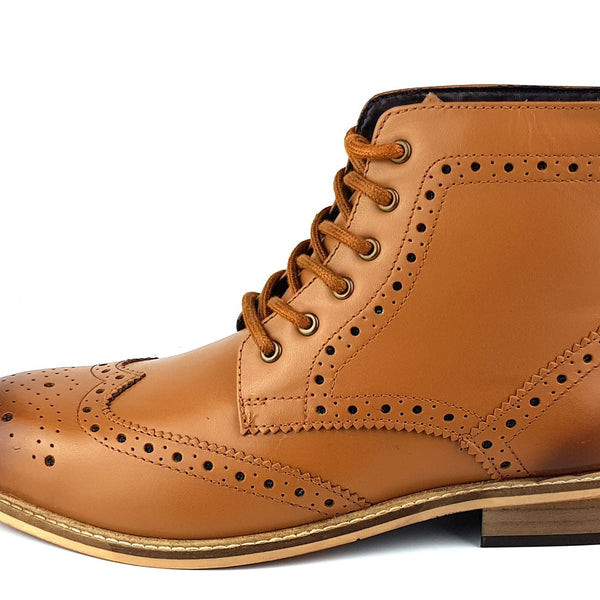 Frank James Kensington Mens Lace Brogue Leather Boots