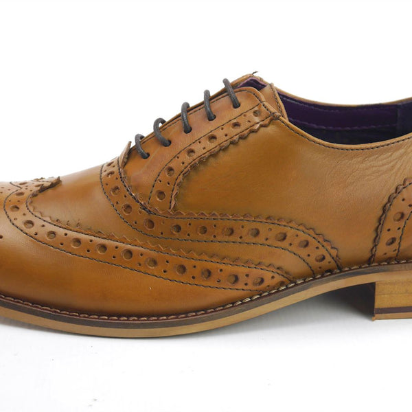 Frank James Redford Mens Leather Lace Up Wingtip Formal Gatsby Evening Brogue Shoes