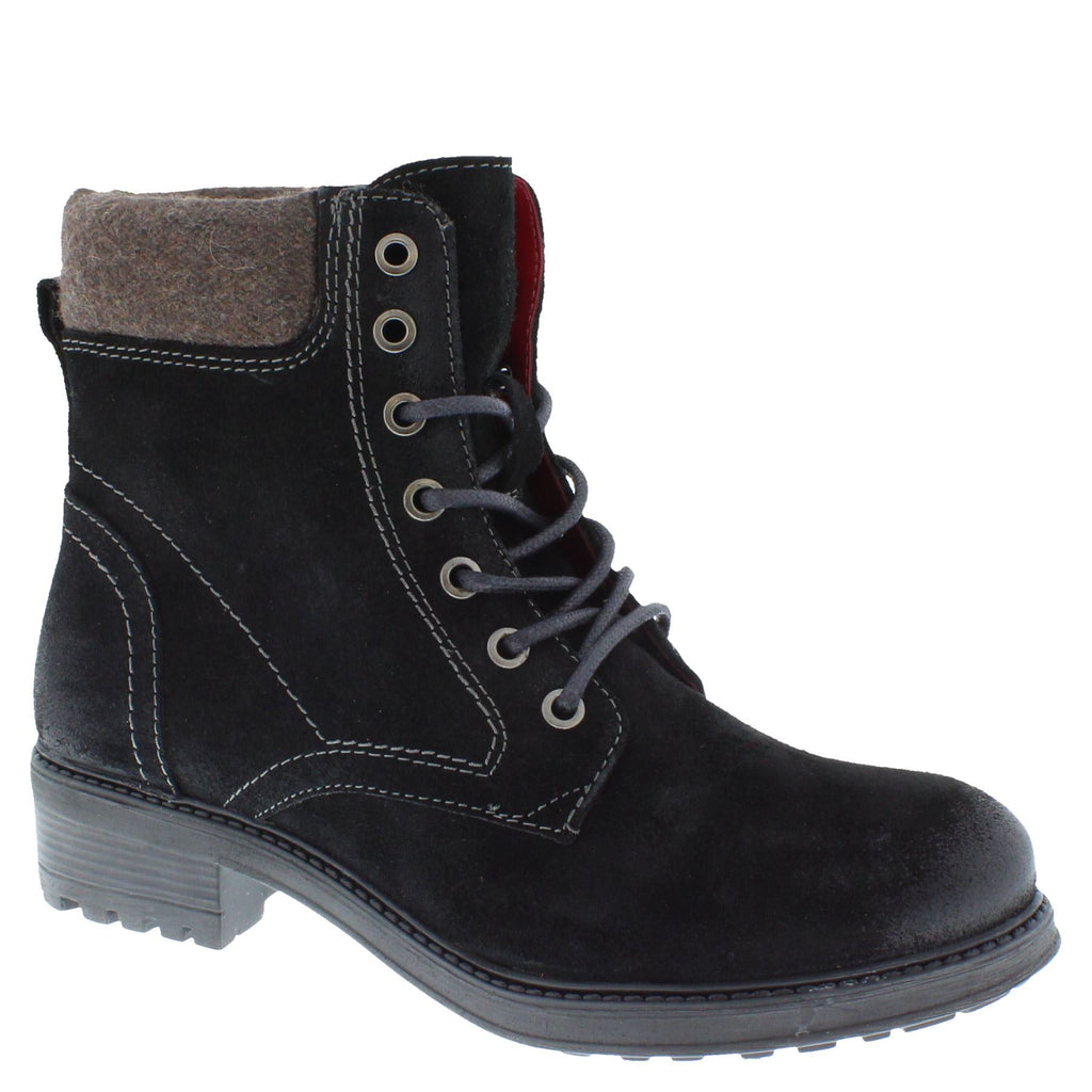 Frank James Warwick Suede Leather Womens Lace Up Block Heel Ankle Boots