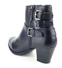 Frank James Kelso Leather Womens Western Zip Ankle Buckle Boots
