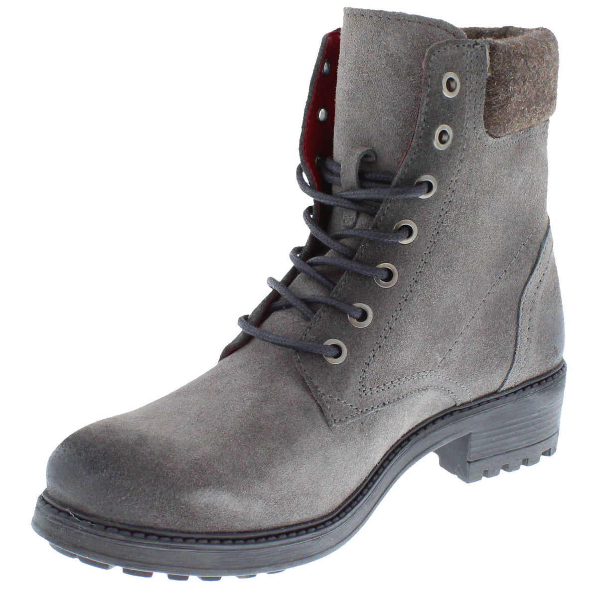 Frank James Warwick Suede Leather Womens Lace Up Block Heel Ankle Boots