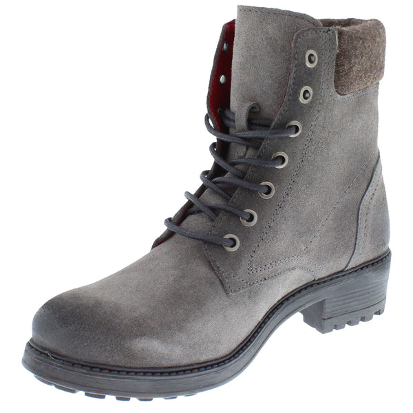 Frank James Warwick Suede Leather Womens Lace Up Block Heel Ankle Boots
