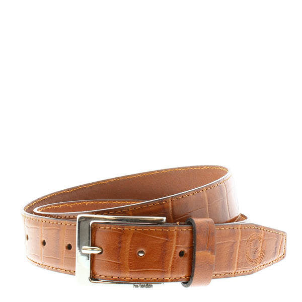 HX London Crosswood Men's Leather Crocodile Printed Belt