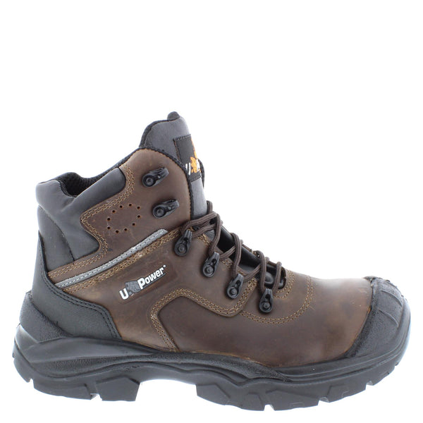 U-Power Greenland S3 Brown Leather Lace Up Metal Free Toecap Safety Boots