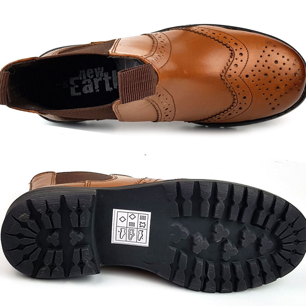 New Earth Rider Boys Leather Brogue Dealer Jodphur Chelsea Boots