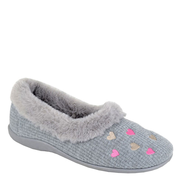 Sleepers Daisy Faux Fur Full Cuff Hearts Slippers