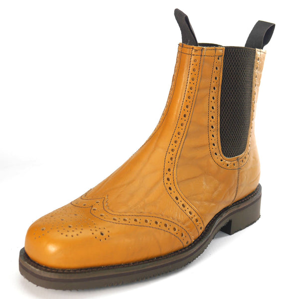 Charles Horrel England CH2001 Welted Brogue Chelsea Tan Mustang Dealer Boots