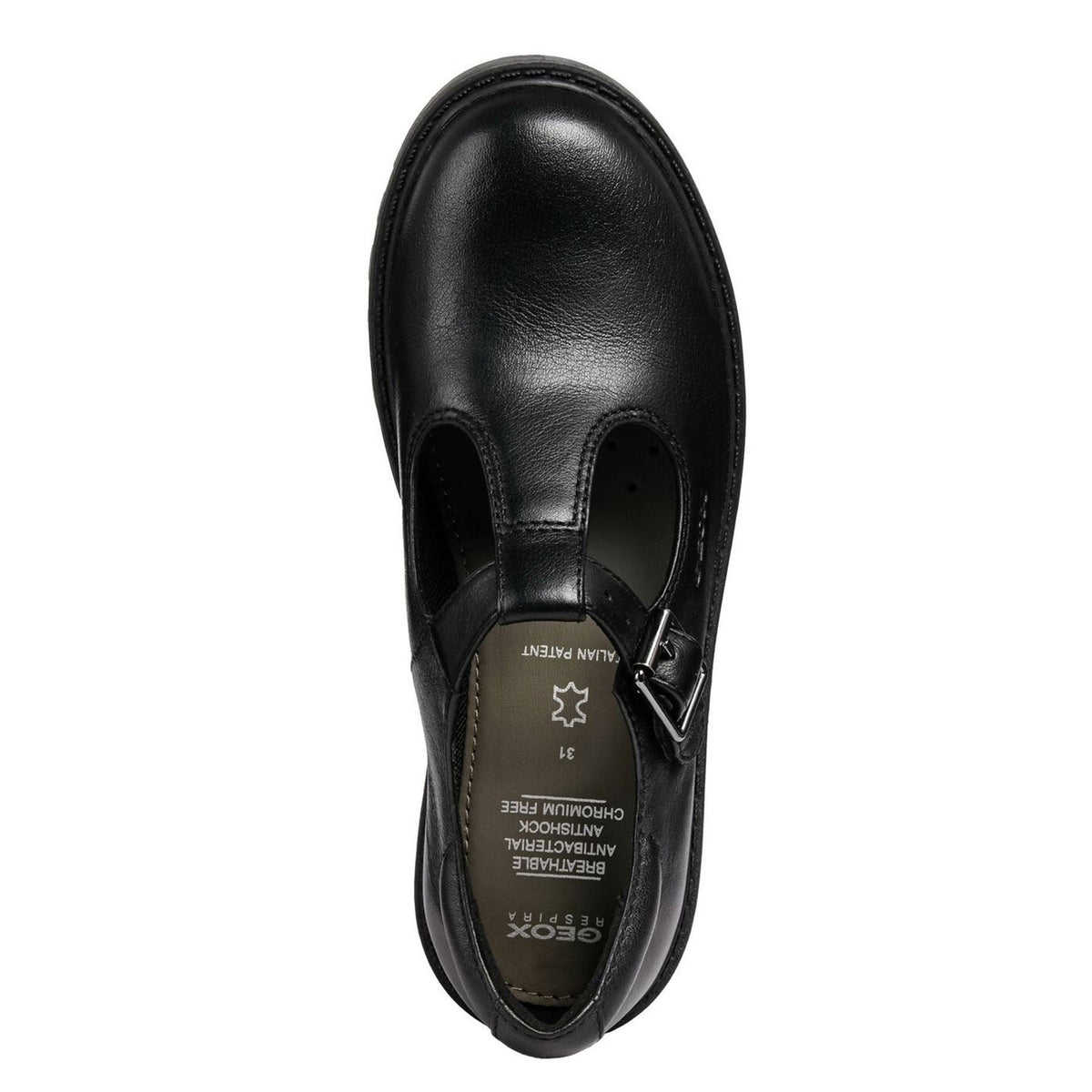 Geox Girls School Black Buckle J Casey G. E Shoes