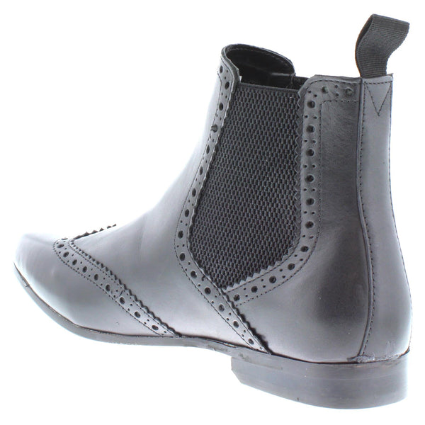 HX London Harlow Men's Leather Pointed Brogue Chelsea Boots