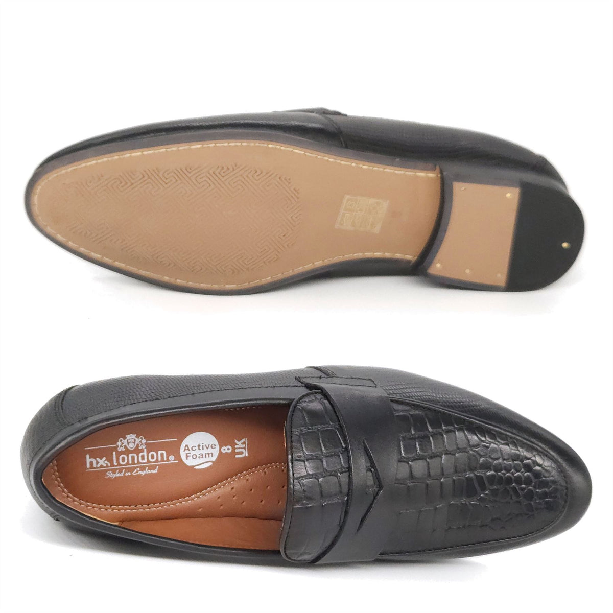 HX London Sutton Textured Penny Loafers