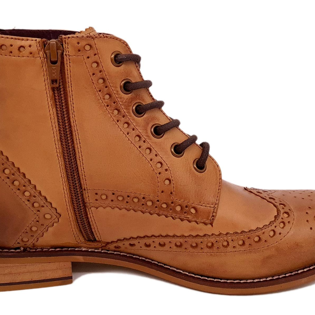 London Brogues Mens Leather Lace Up Wingtip Formal Gatsby Hi Brogue Boots