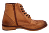 London Brogues Mens Leather Lace Up Wingtip Formal Gatsby Hi Brogue Boots