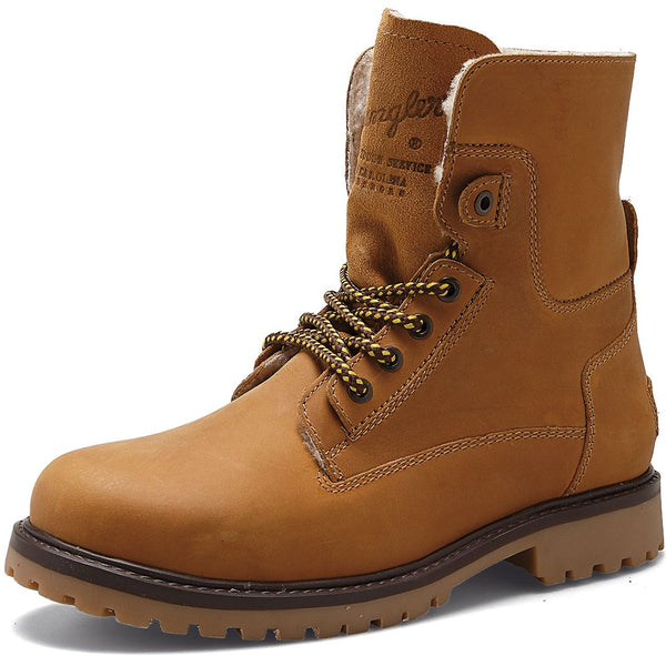 Wrangler Aviator Mens Hi Leg Lace Up Leather Warm Boots