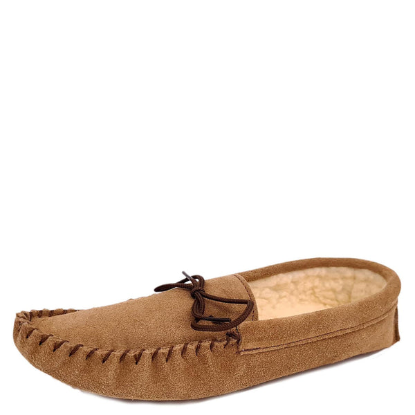 Coopers Suede Fleece Lined Soft Sole Mens Moccasin Slippers Made In England