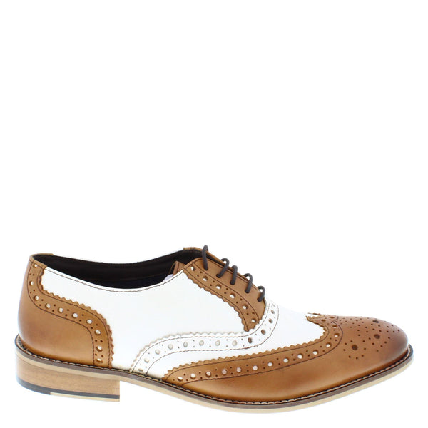 Frank James Redford Mens Leather Lace Up Wingtip Formal Gatsby Evening Brogue Shoes