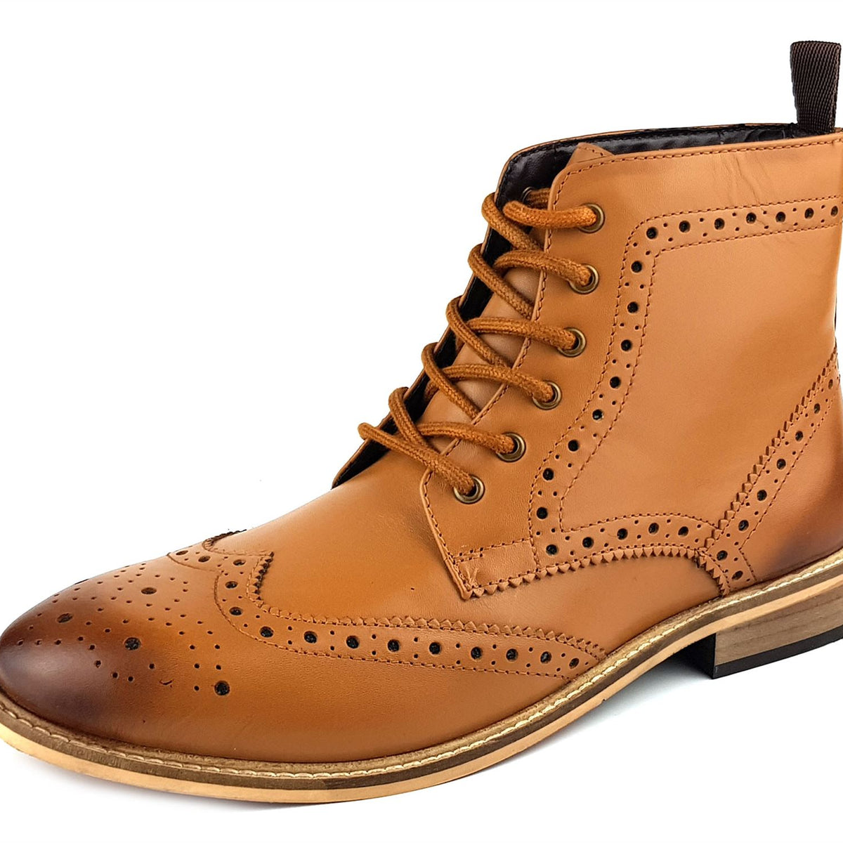 Frank James Kensington Mens Lace Brogue Leather Boots