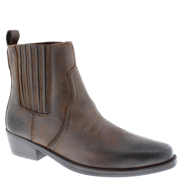 Wrangler Tex Mid Leather Pull on Mens Cowboy Western Chelsea Pointed Boots