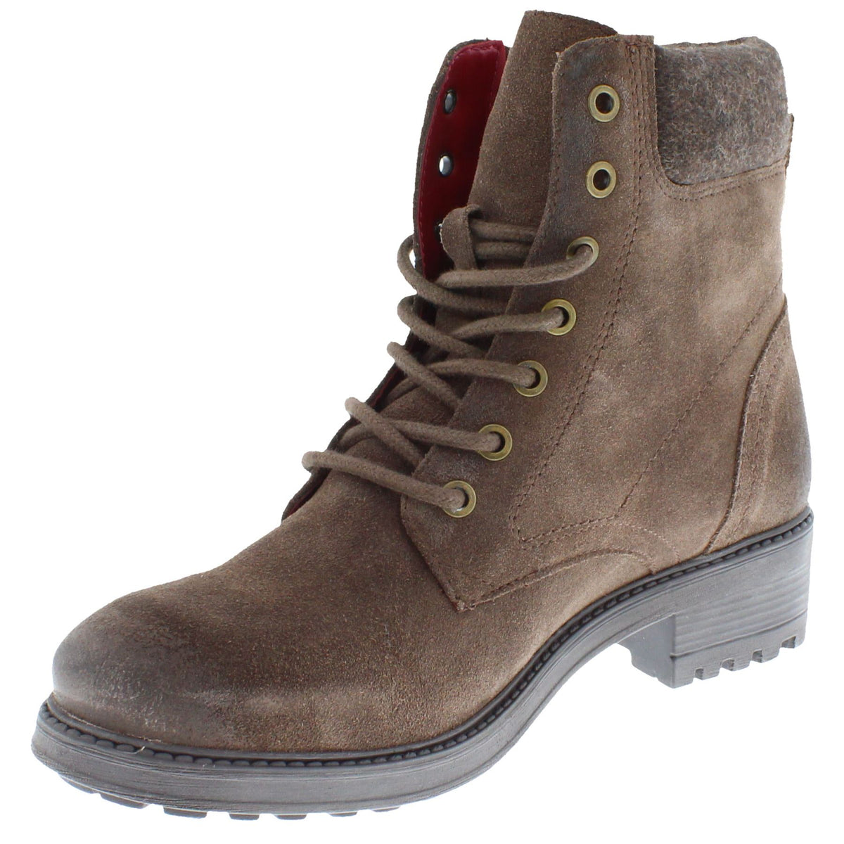 Frank James Warwick Suede Leather Womens Lace Up Block Heel Ankle Boots