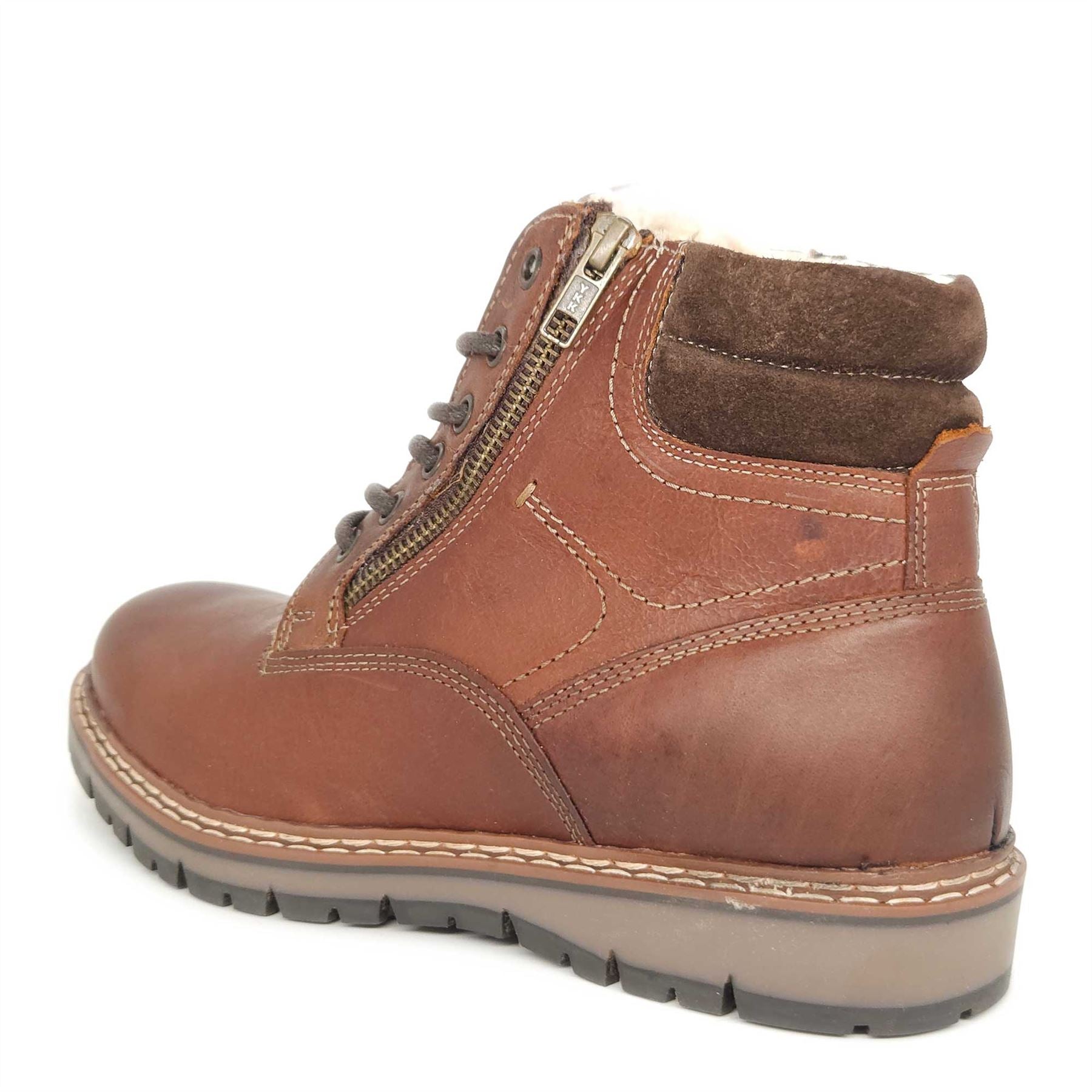 Red Tape Crick Sawston Mens Brown Fleece Zip Leather Warm Lace Up Boot Foot Box
