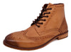 London Brogues Mens Leather Lace Up Wingtip Formal Gatsby Hi Brogue Boots