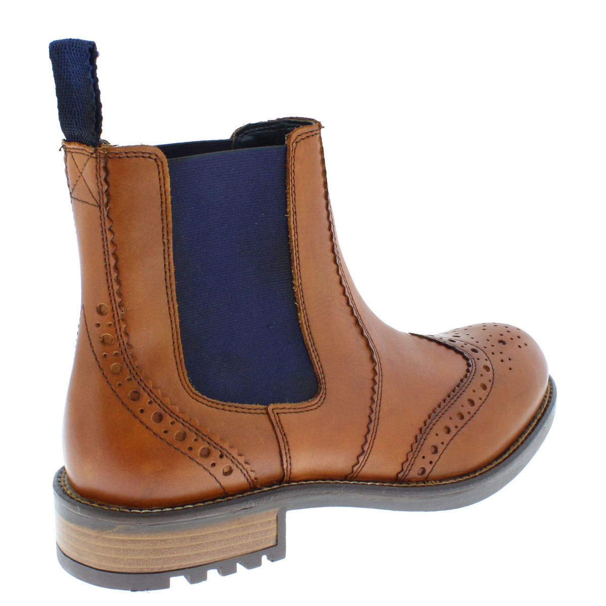 Frank James Fulham Cleated Leather Pull On Brogue Mens Chelsea Boots