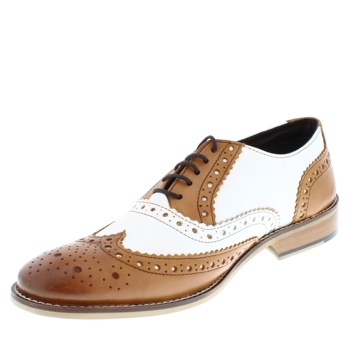 Frank James Redford Mens Leather Lace Up Wingtip Formal Gatsby Evening Brogue Shoes