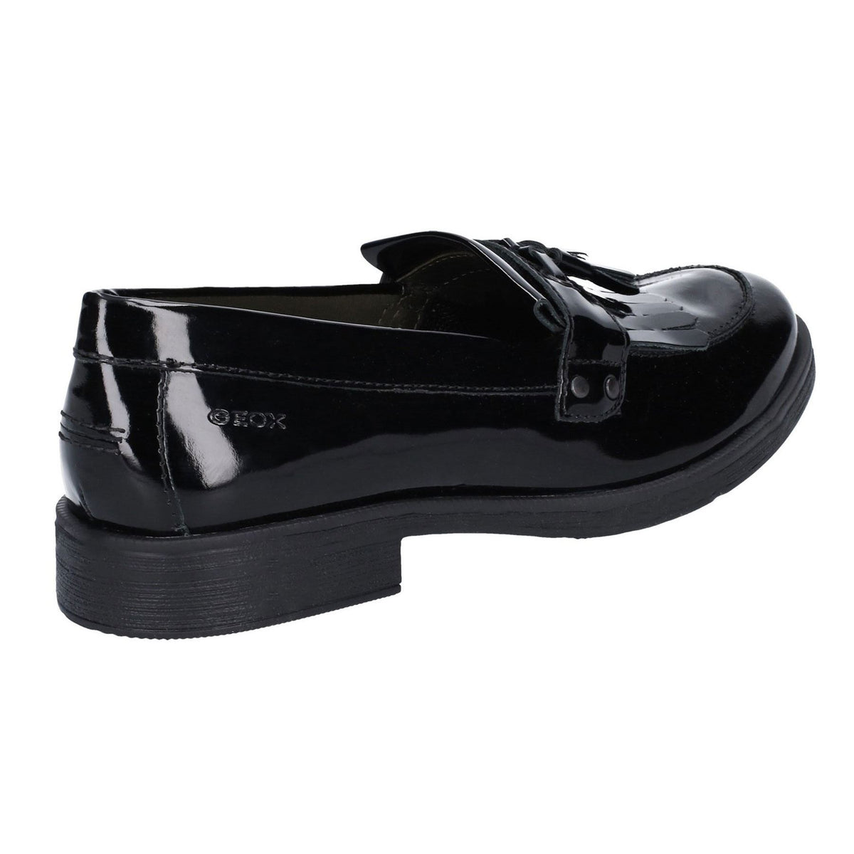 Geox Girls School Black Patent Slip On J Agata Shoes