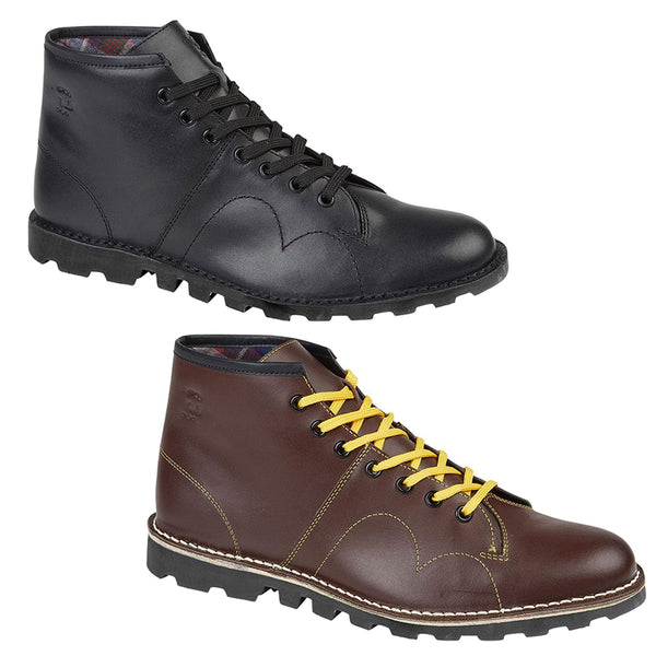 Grafters B430 Lace Up Leather Monkey Boots